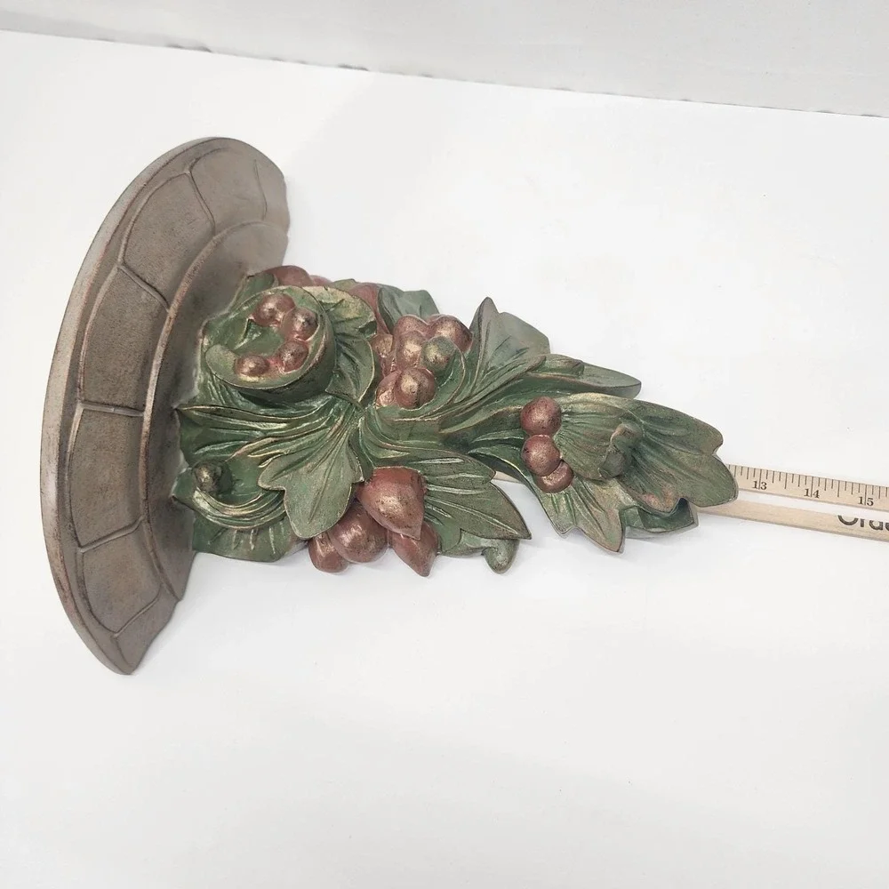 Kirkland's Decorative Fruit Leaf Resin Wall Shelf Corbel Green Gold Vintage